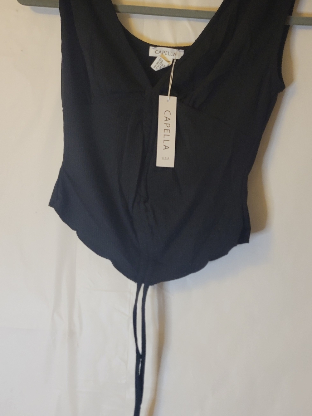 Capella Black V-Neck Cinch-Front Camisole